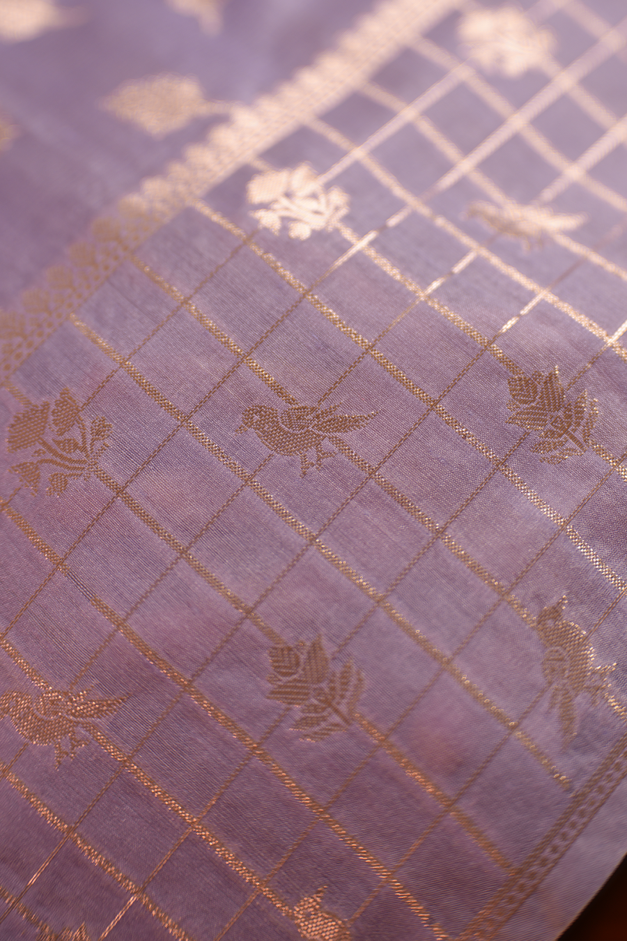 Lavender Tussar Silk Saree — view 3