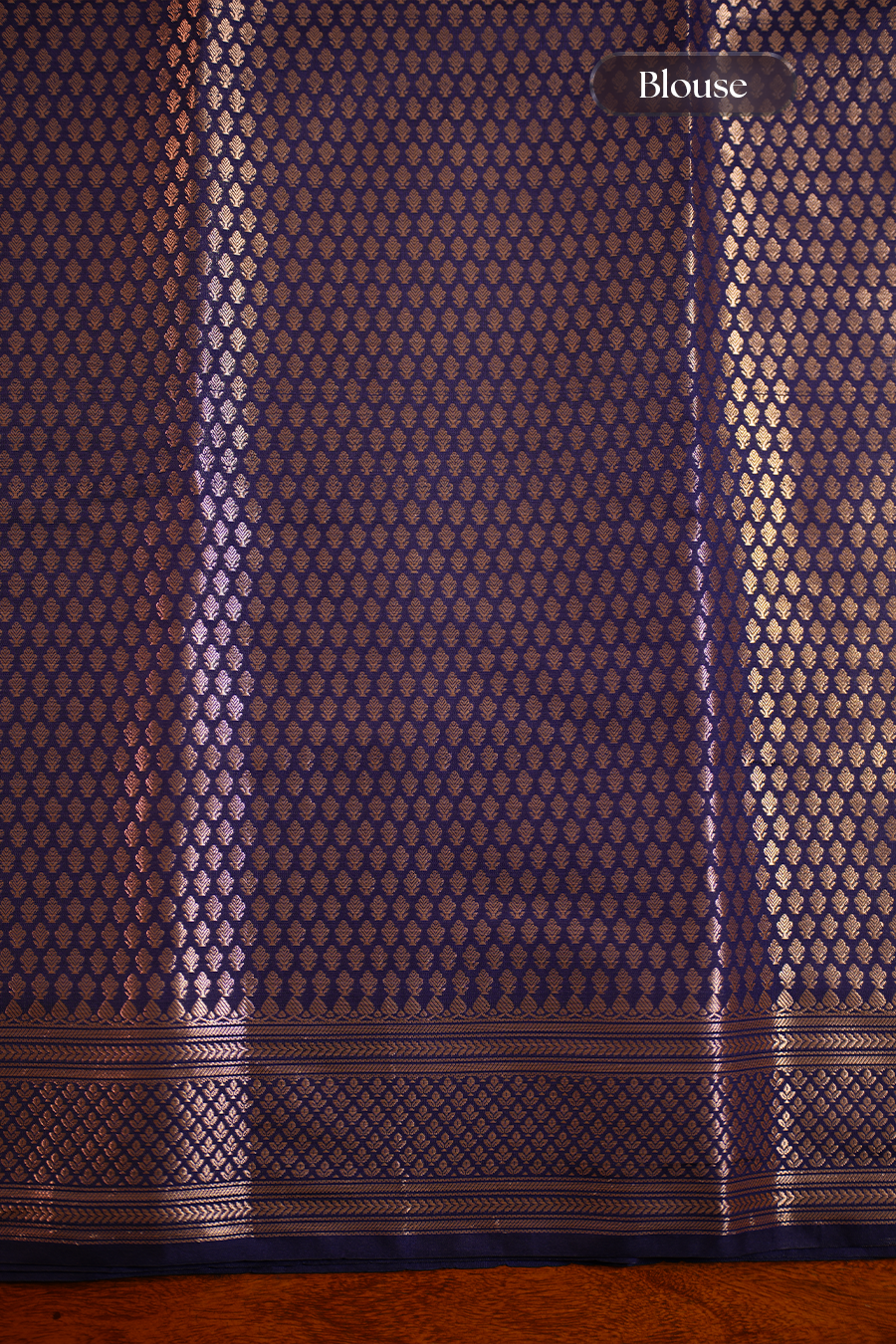 Deep Blue Katan Silk Banarasi Saree — view 4