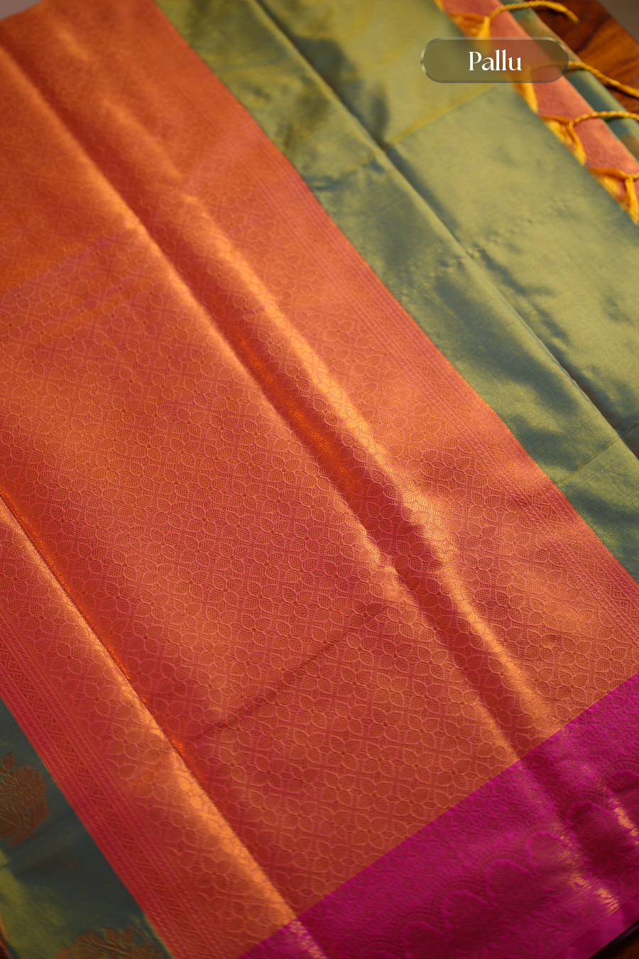 Sea Green Katan Silk Banarasi Saree — view 4
