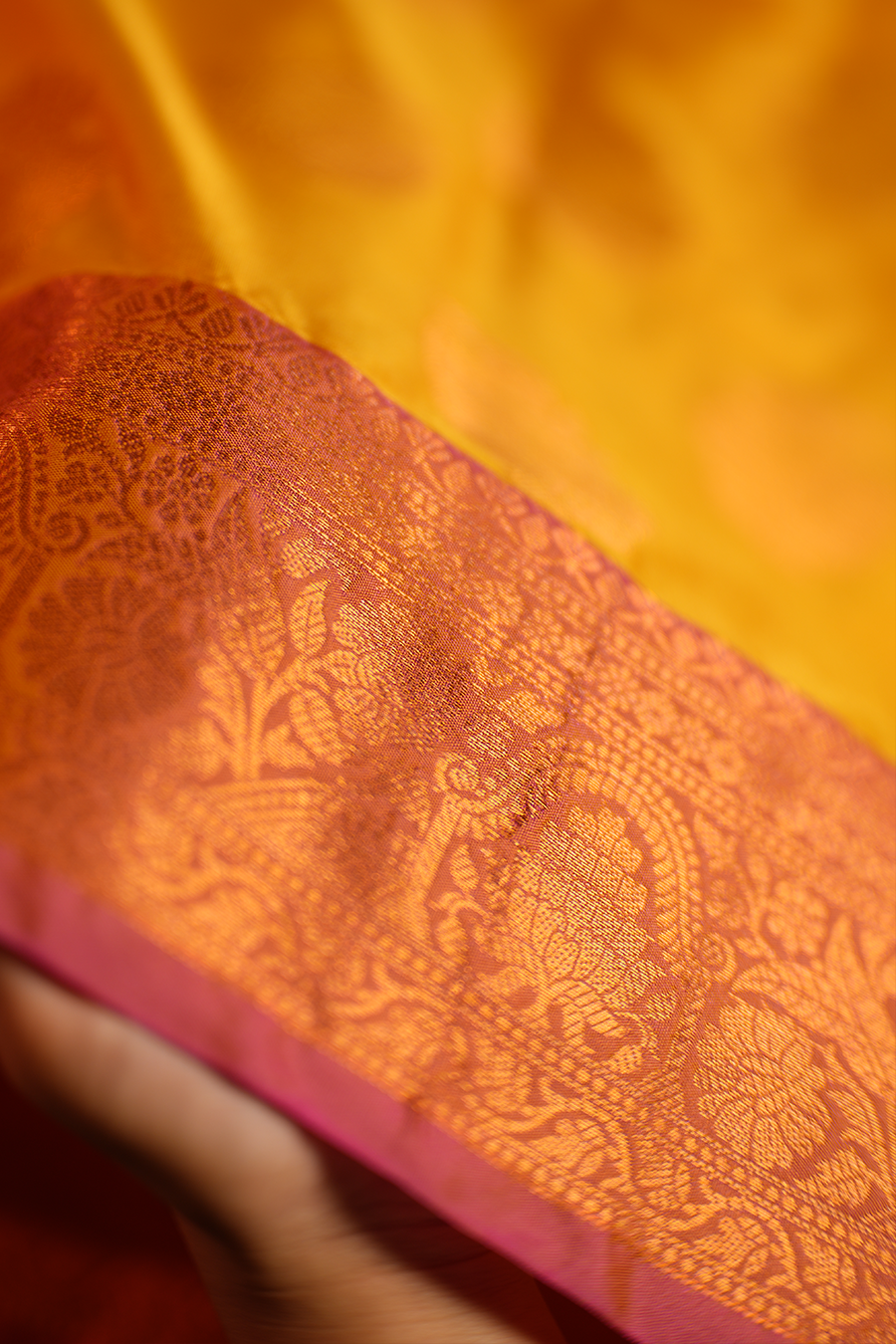 Mustard Yellow Katan Silk Banarasi Saree — view 4