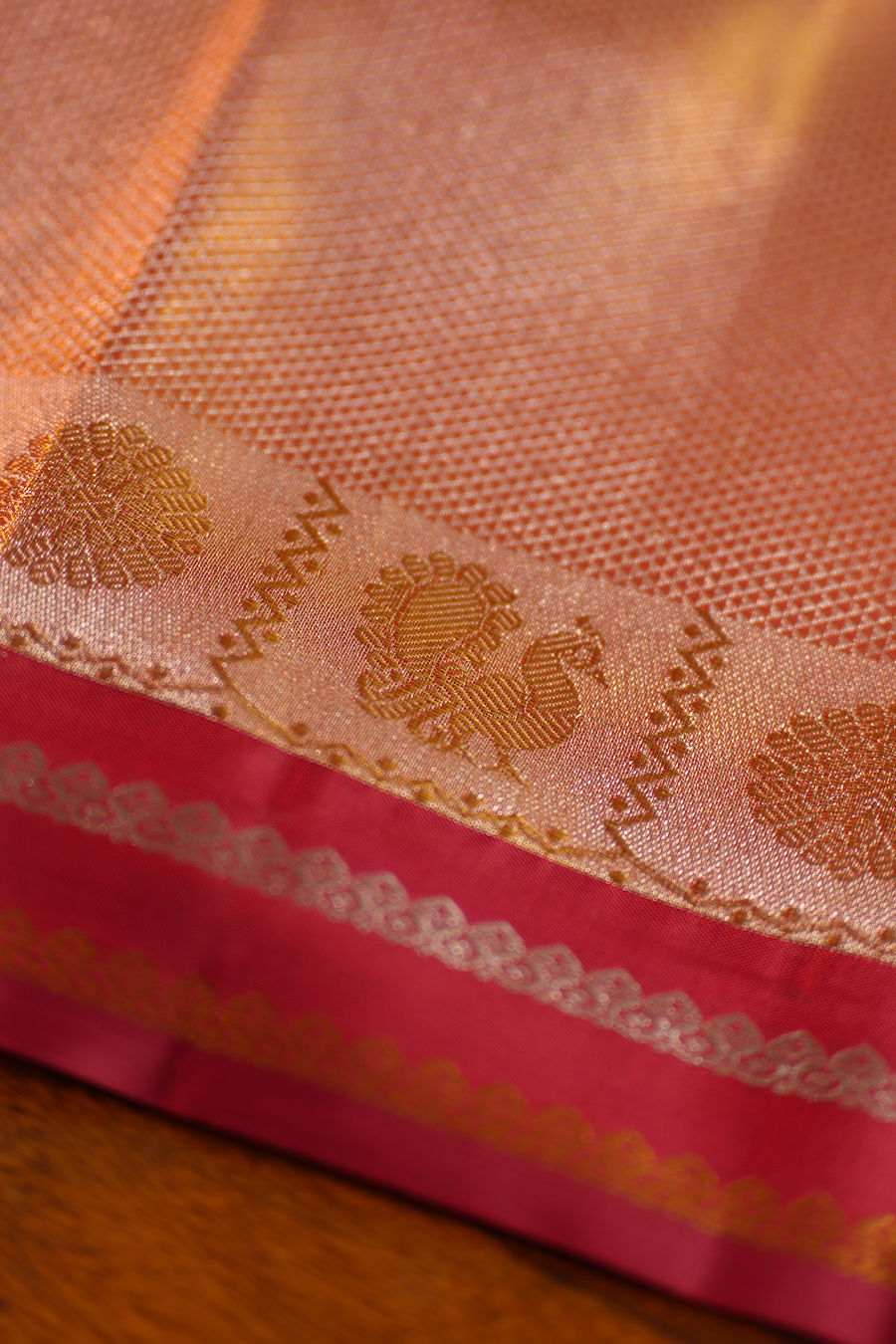Ruby Red Pure Tissue Kanjivaram Silk Saree — view 5