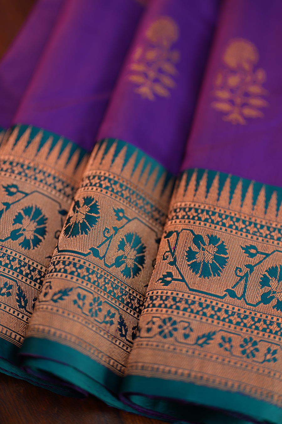 Royal Purple Pure Katan Silk Banarasi Saree — view 4