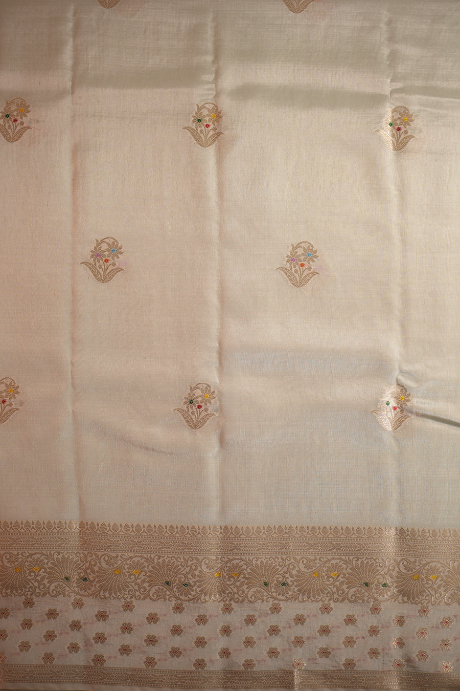 Powder Blue Chiniya Silk Saree — view 4