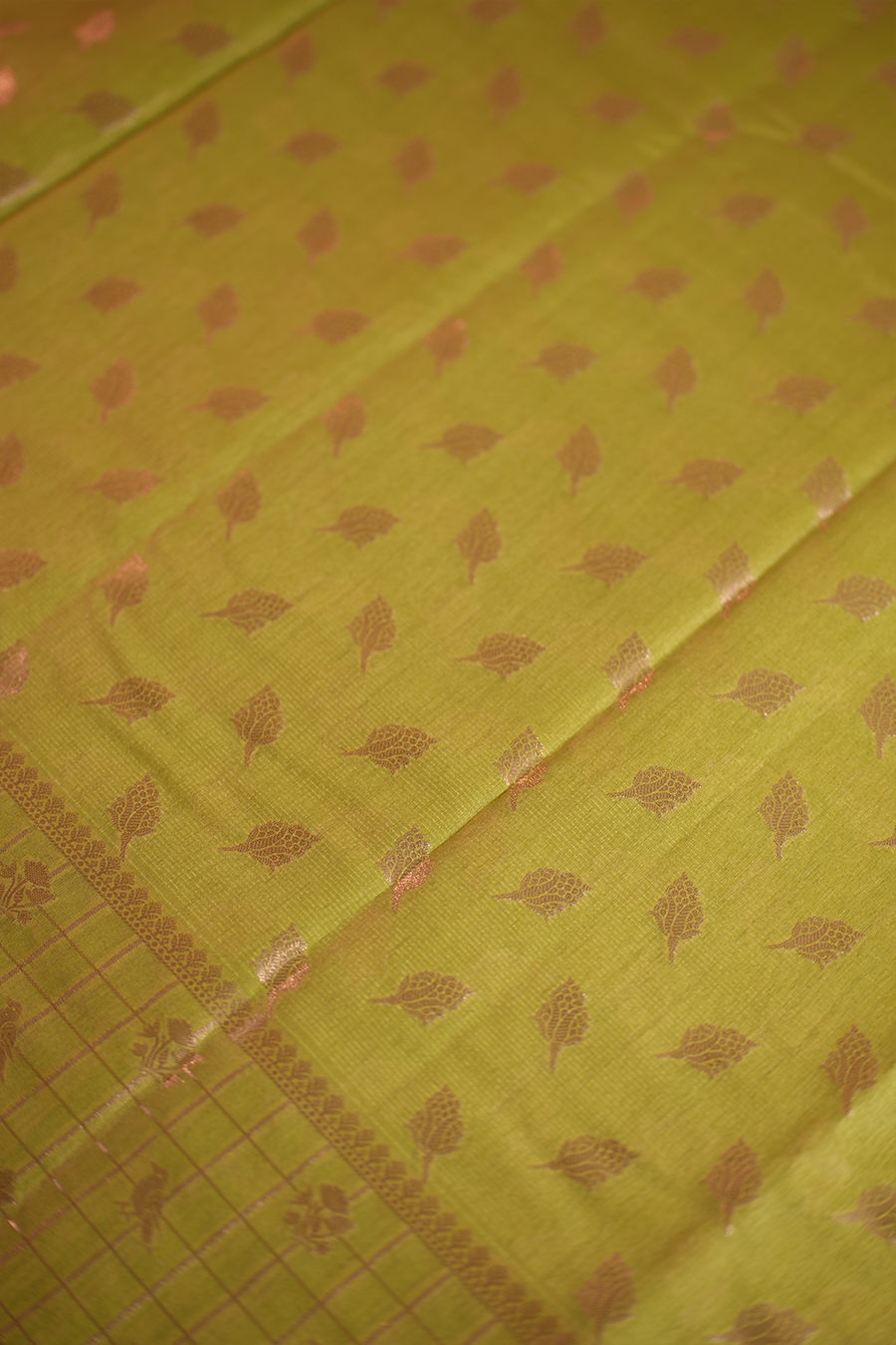 Pistachio Green Tussar Silk Saree — view 4