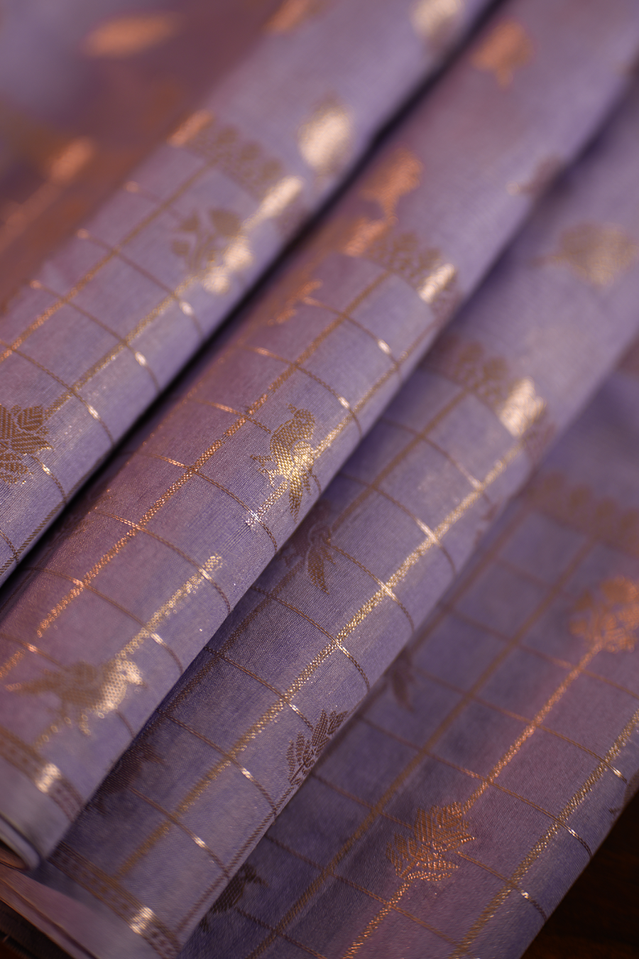 Lavender Tussar Silk Saree — view 4