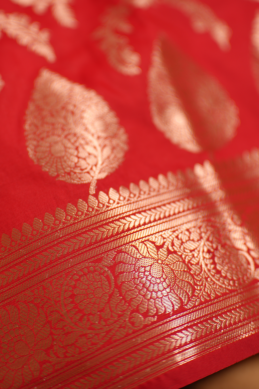 Red Katan Silk Banarasi Saree — view 4