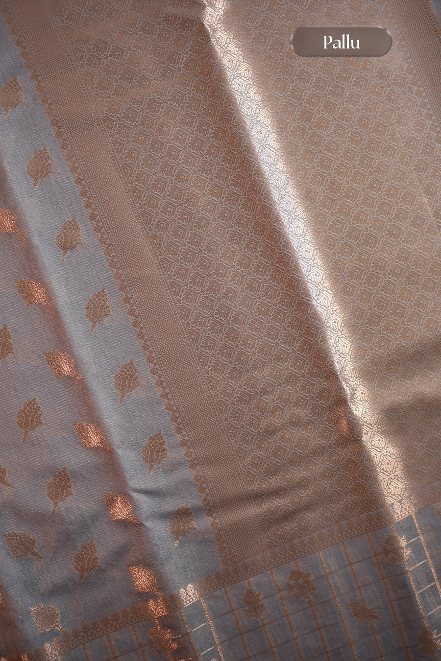 Sky Blue Tussar Silk Saree — view 4