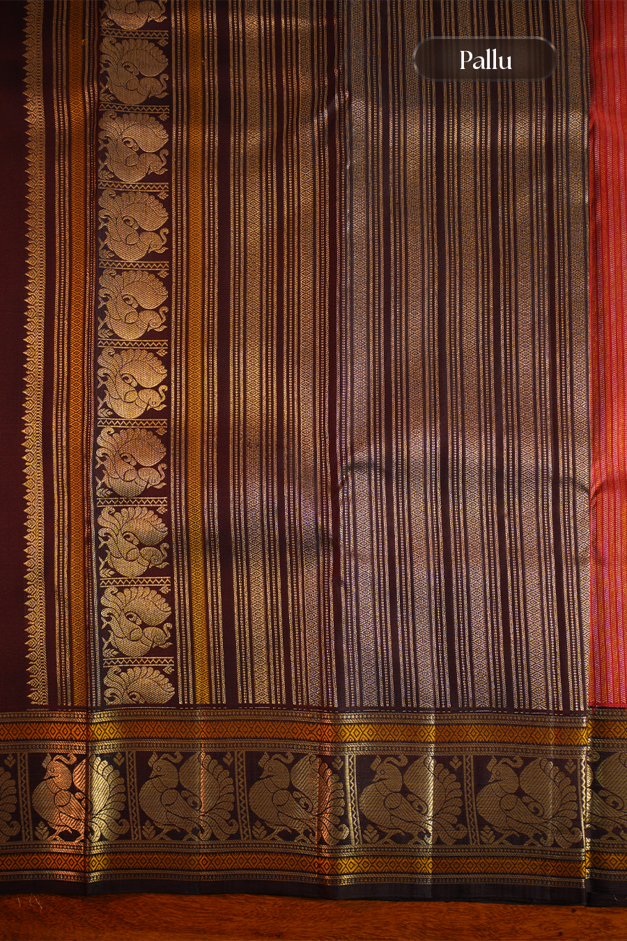 Crimson Red Pure Kanjivaram Silk Saree — view 4