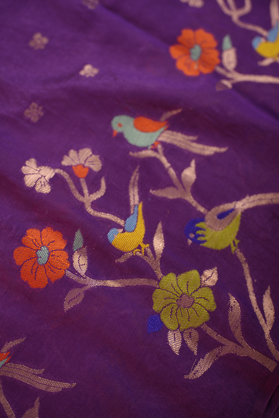 Purple Chanderi Silk Saree — view 4