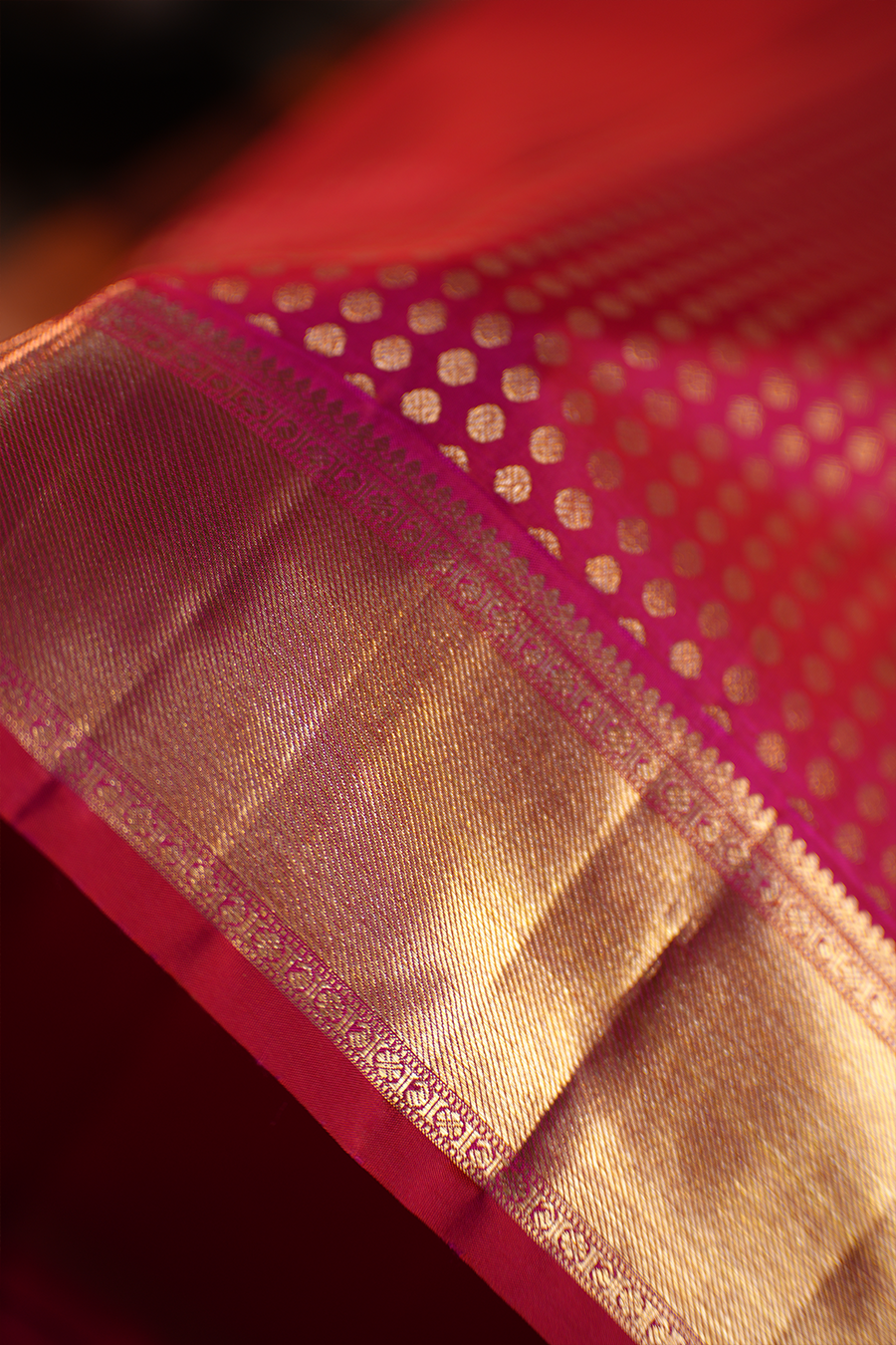Rani Pink Pure Kanjivaram Silk Saree — view 2