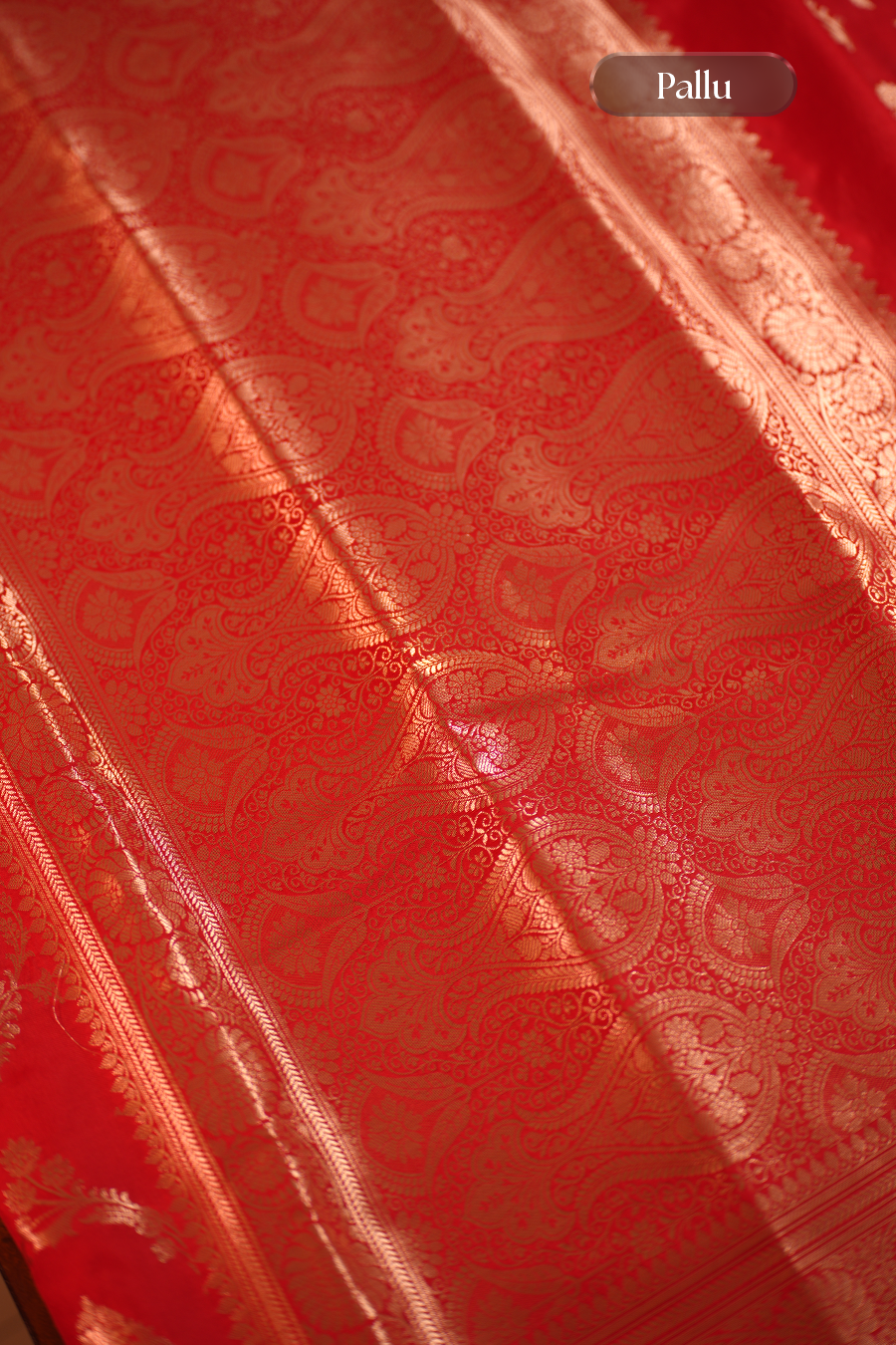 Red Katan Silk Banarasi Saree — view 5