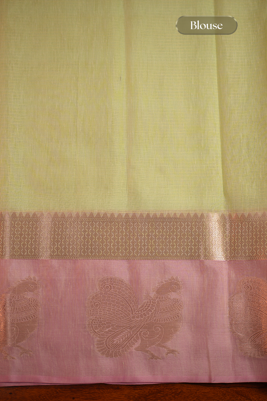 Pista Green Manipuri Kota Saree – Peacock Motif — view 5