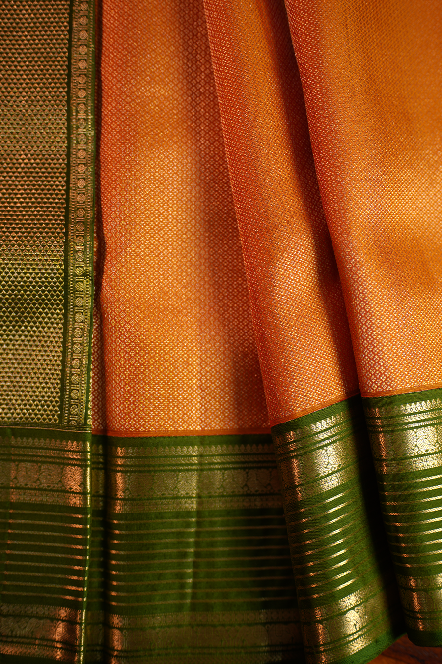 Mustard Gold Pure Kanjivaram Silk Saree — view 5