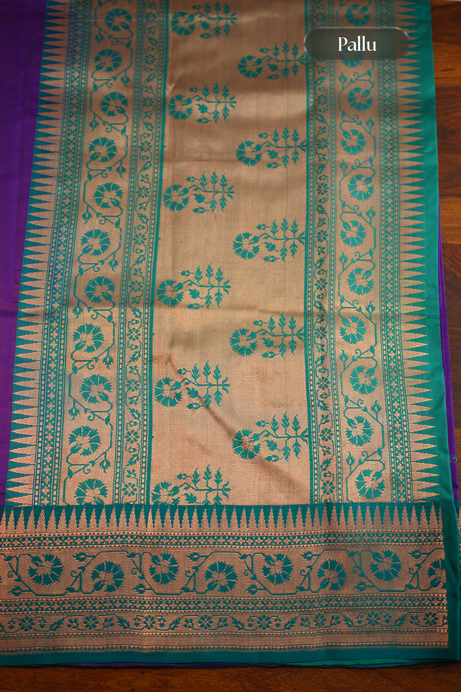 Royal Purple Pure Katan Silk Banarasi Saree — view 5