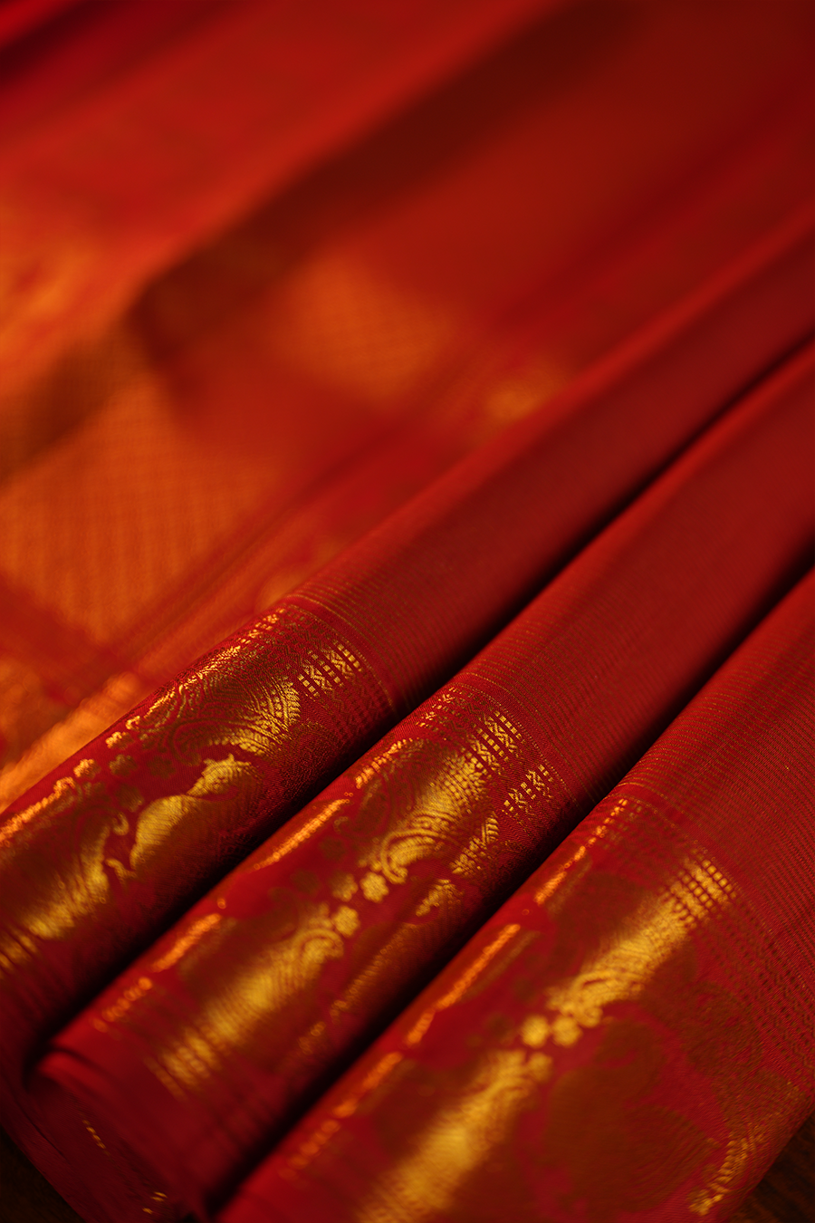 Brick Red Pure Kanjivaram Silk Saree — view 5