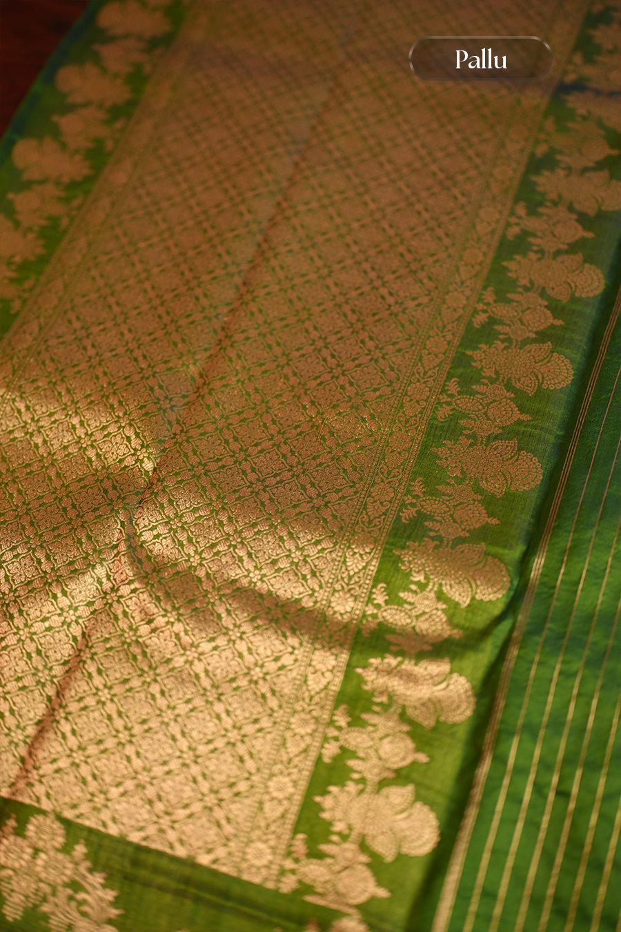 Peacock Dual-Shade Pure Organza Silk Saree — view 5