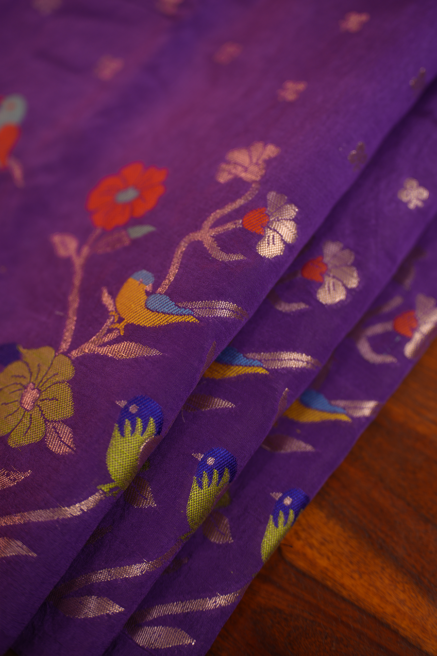 Purple Chanderi Silk Saree — view 5