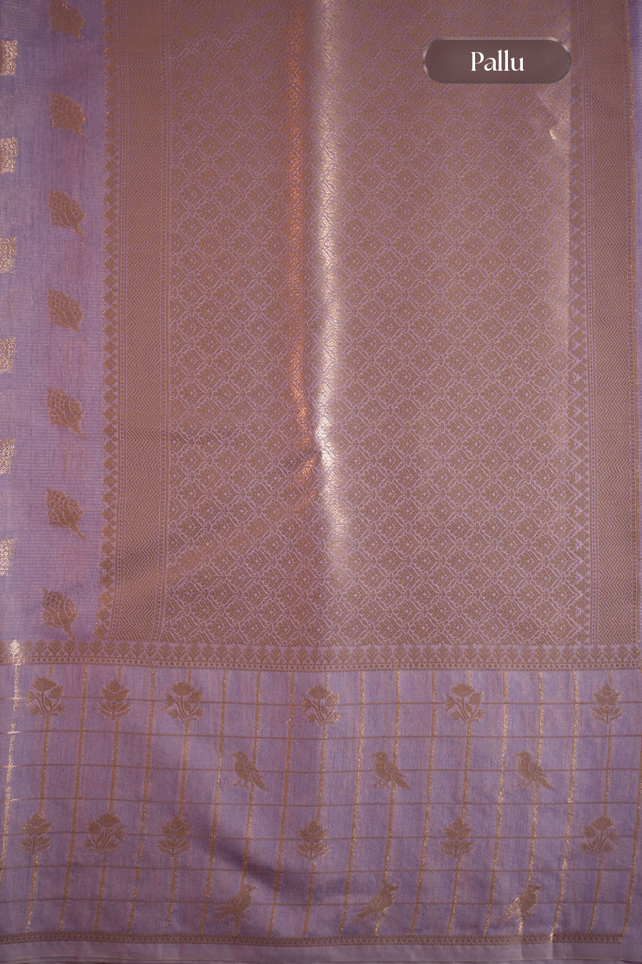 Lavender Tussar Silk Saree — view 5