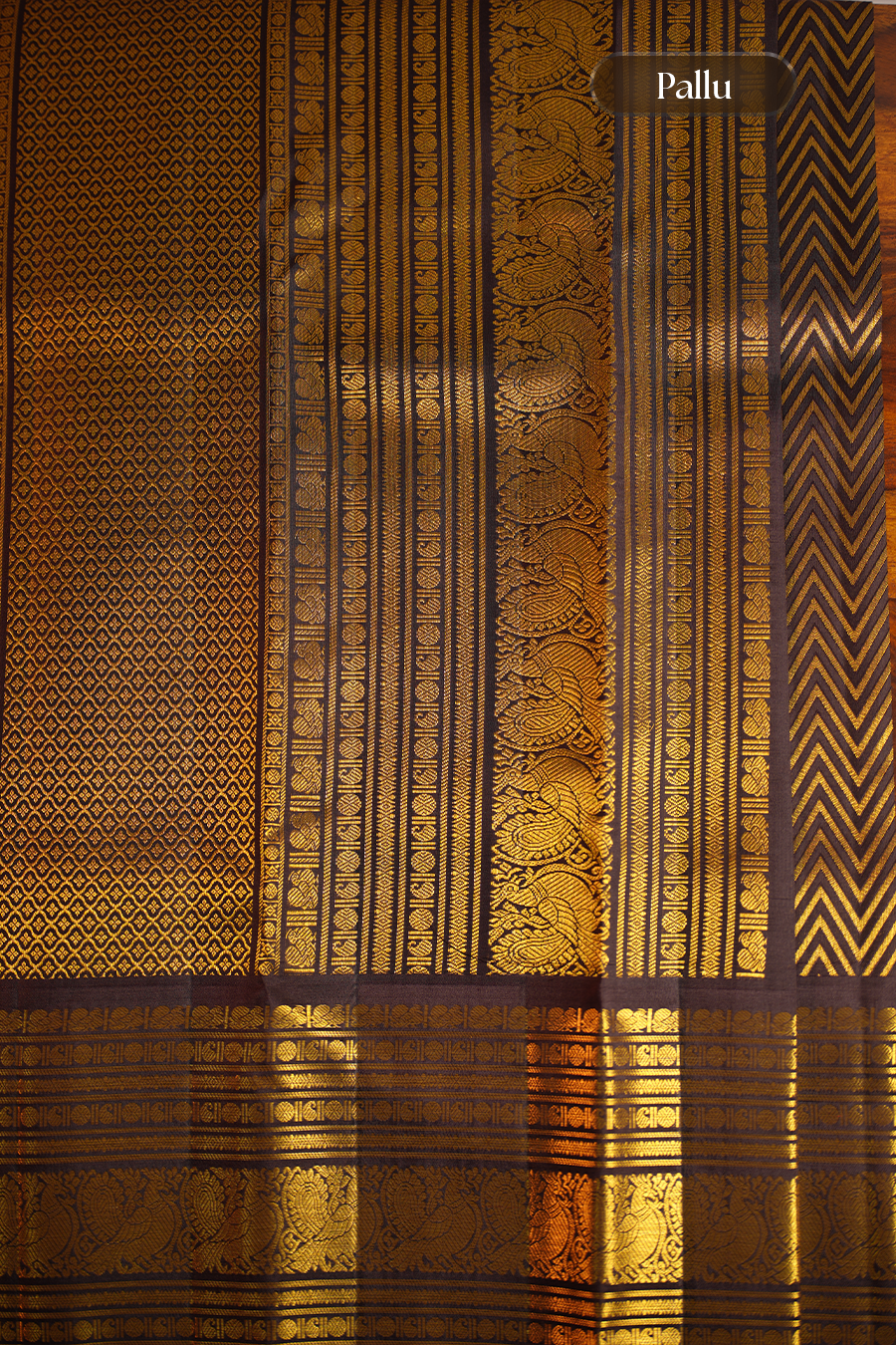 Classic Black Pure Kanjivaram Silk Saree — view 6