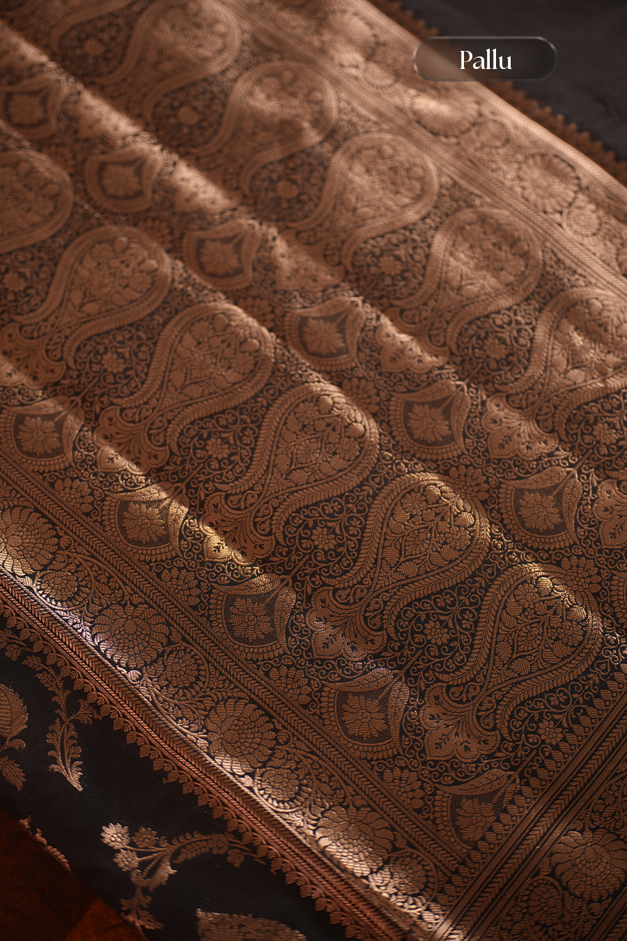Classic Black Katan Silk Saree — view 5
