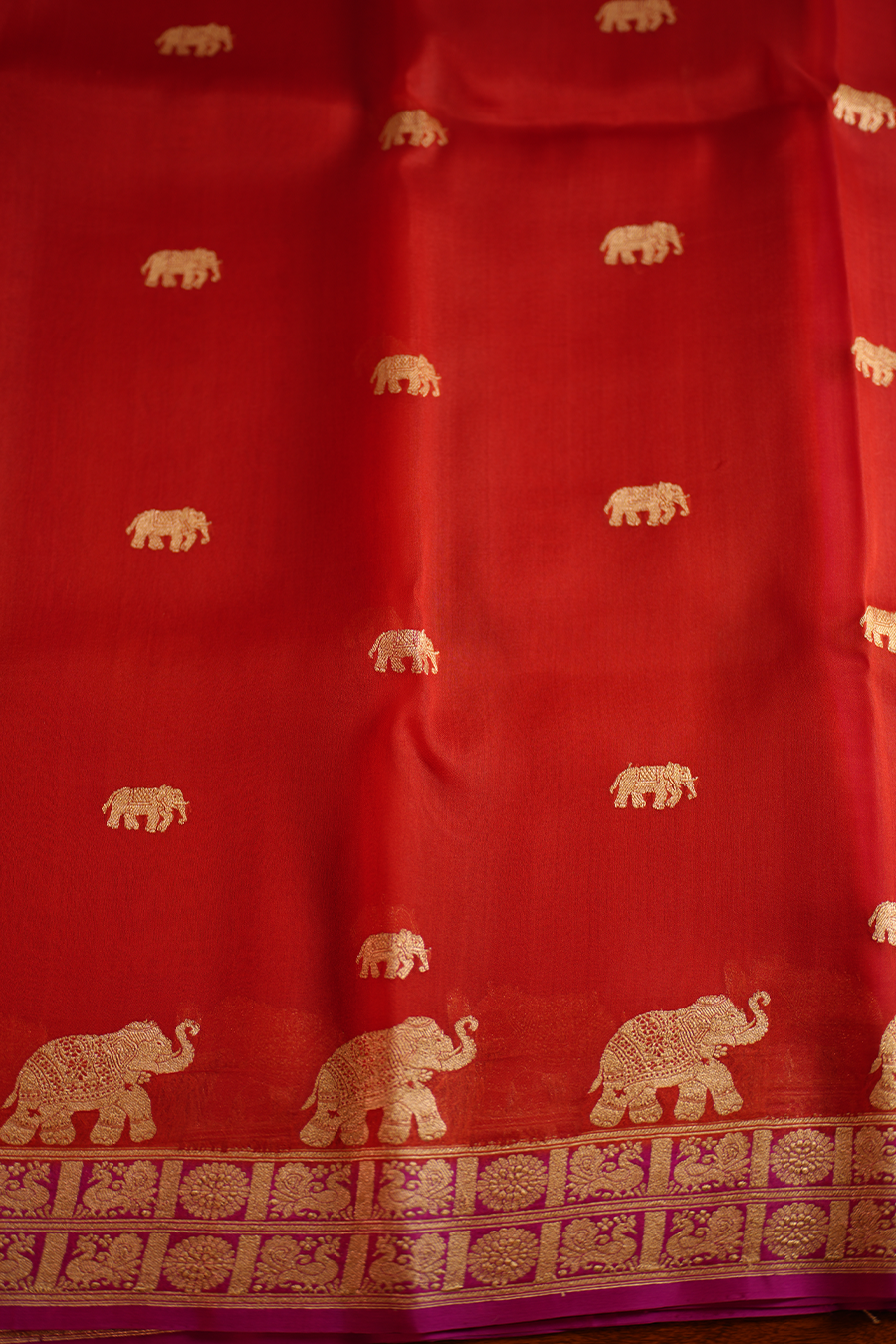 Classic Red Pure Organza Silk Saree — view 5