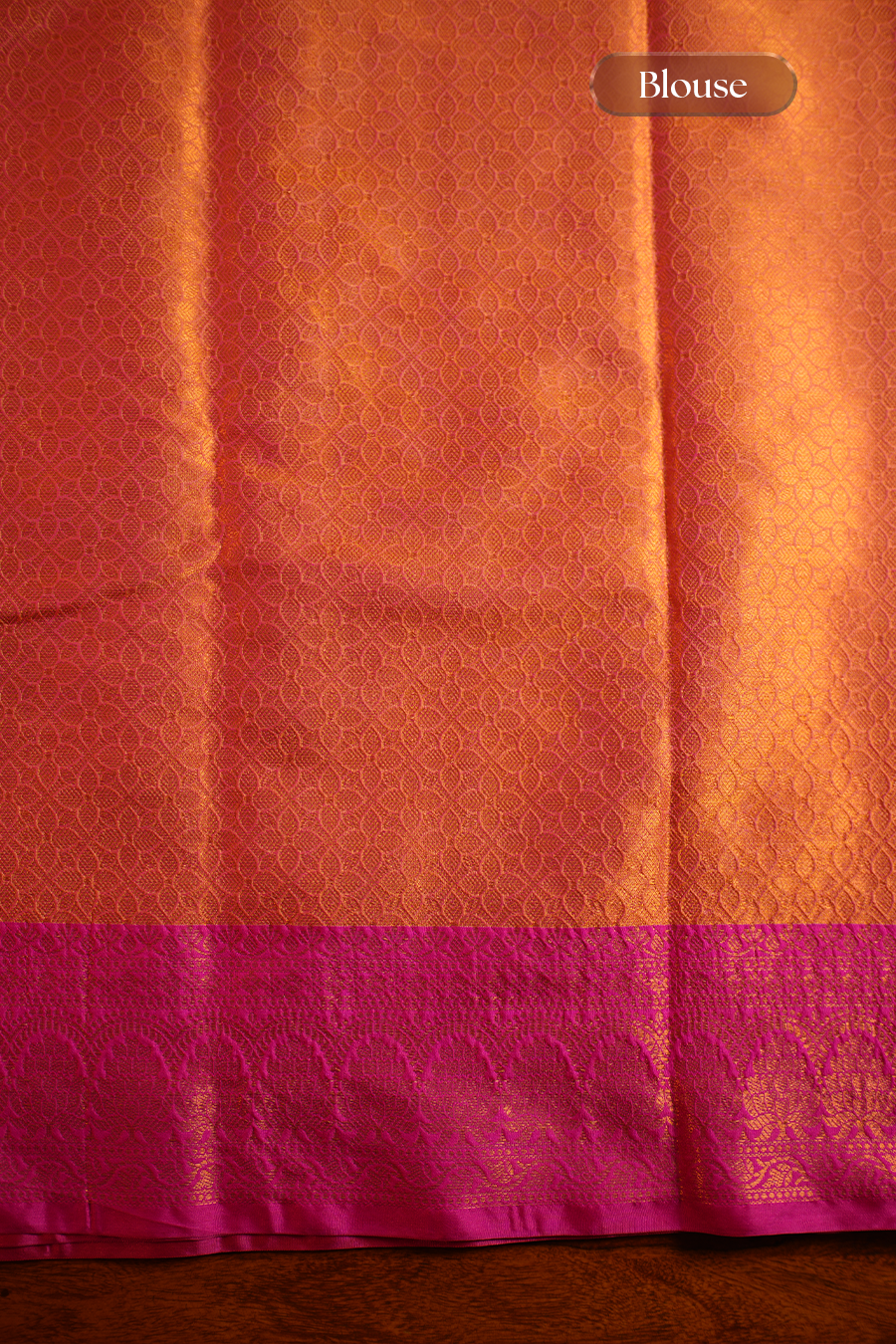 Orange Katan Silk Banarasi Saree — view 6