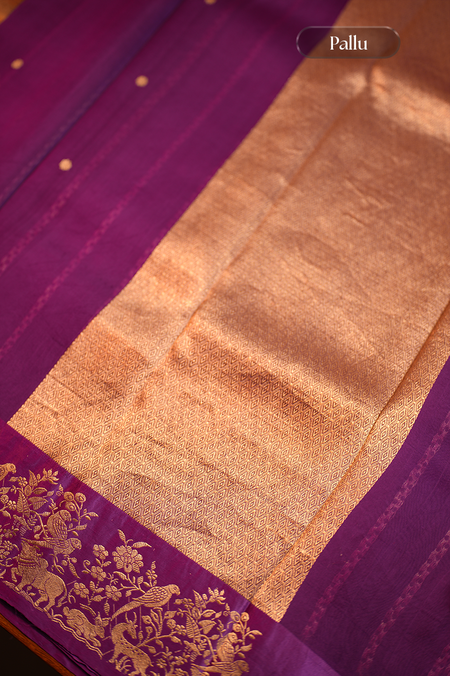 Royal Purple Pure Organza Silk Saree — view 6