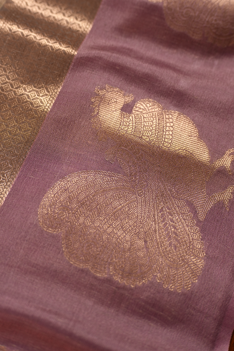 Dark Grey Manipuri Kota Saree – Peacock Motif — view 6
