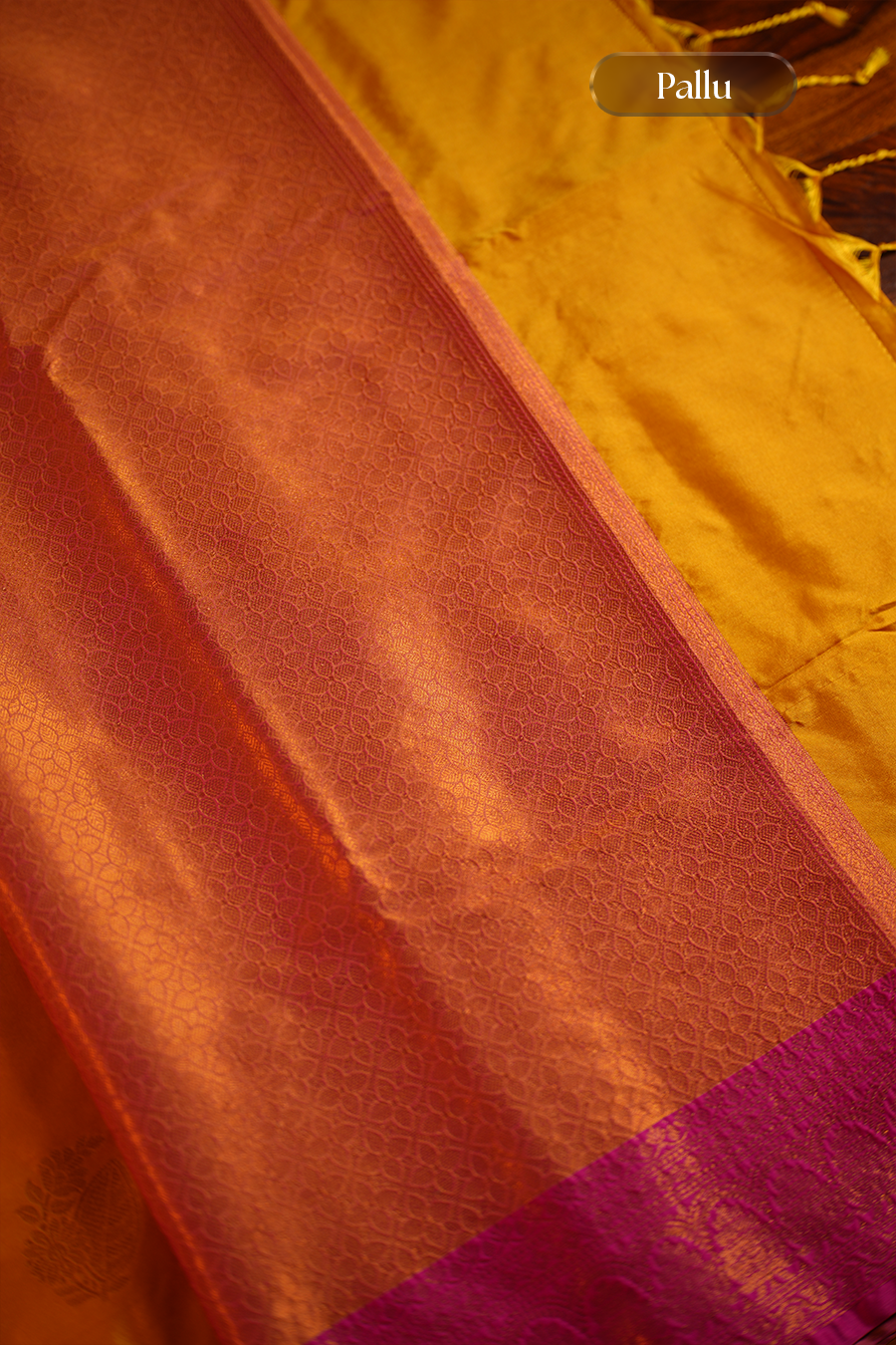 Mustard Yellow Katan Silk Banarasi Saree — view 7