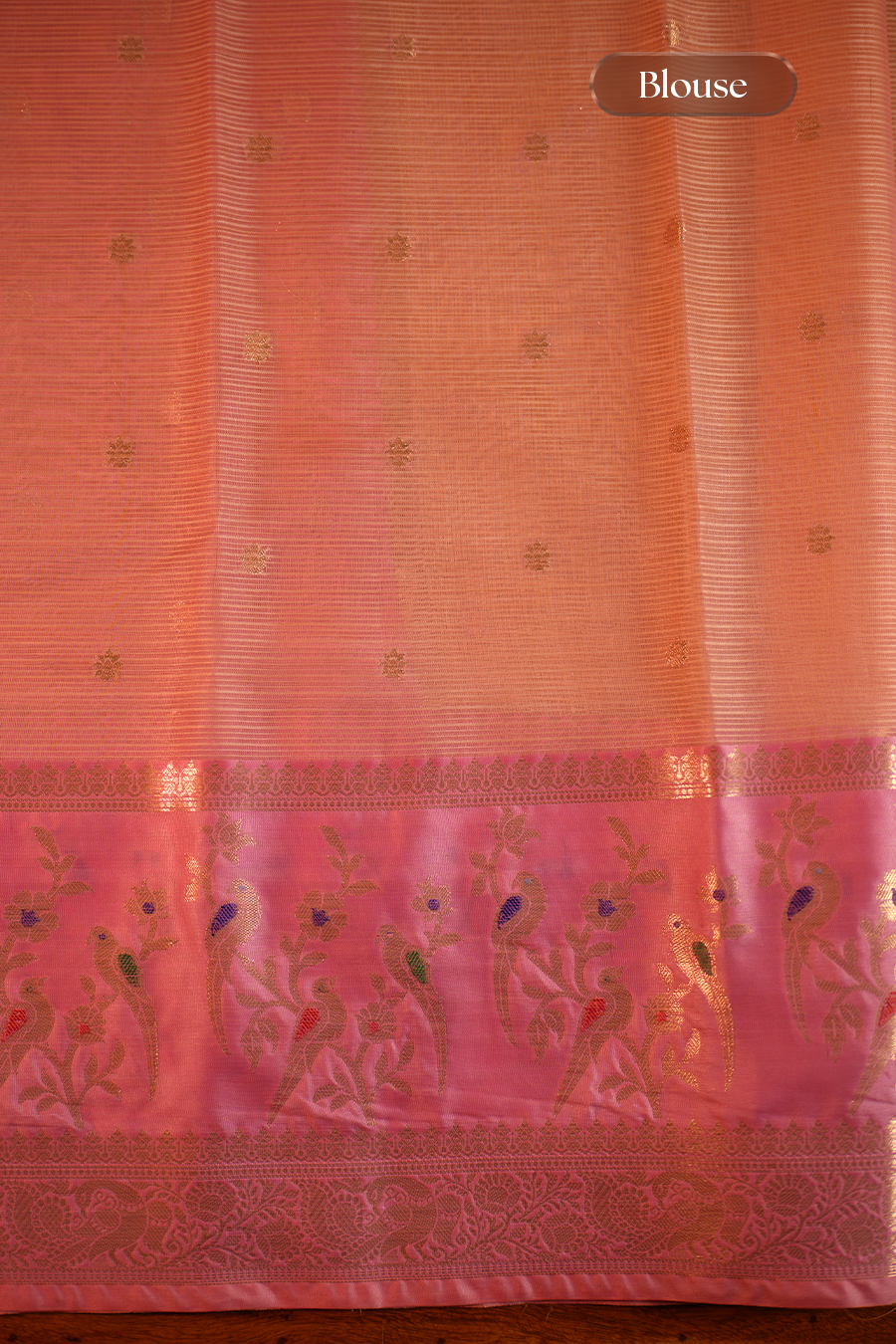 Yellow Manipuri Kota Saree – Birds & Flowers — view 7