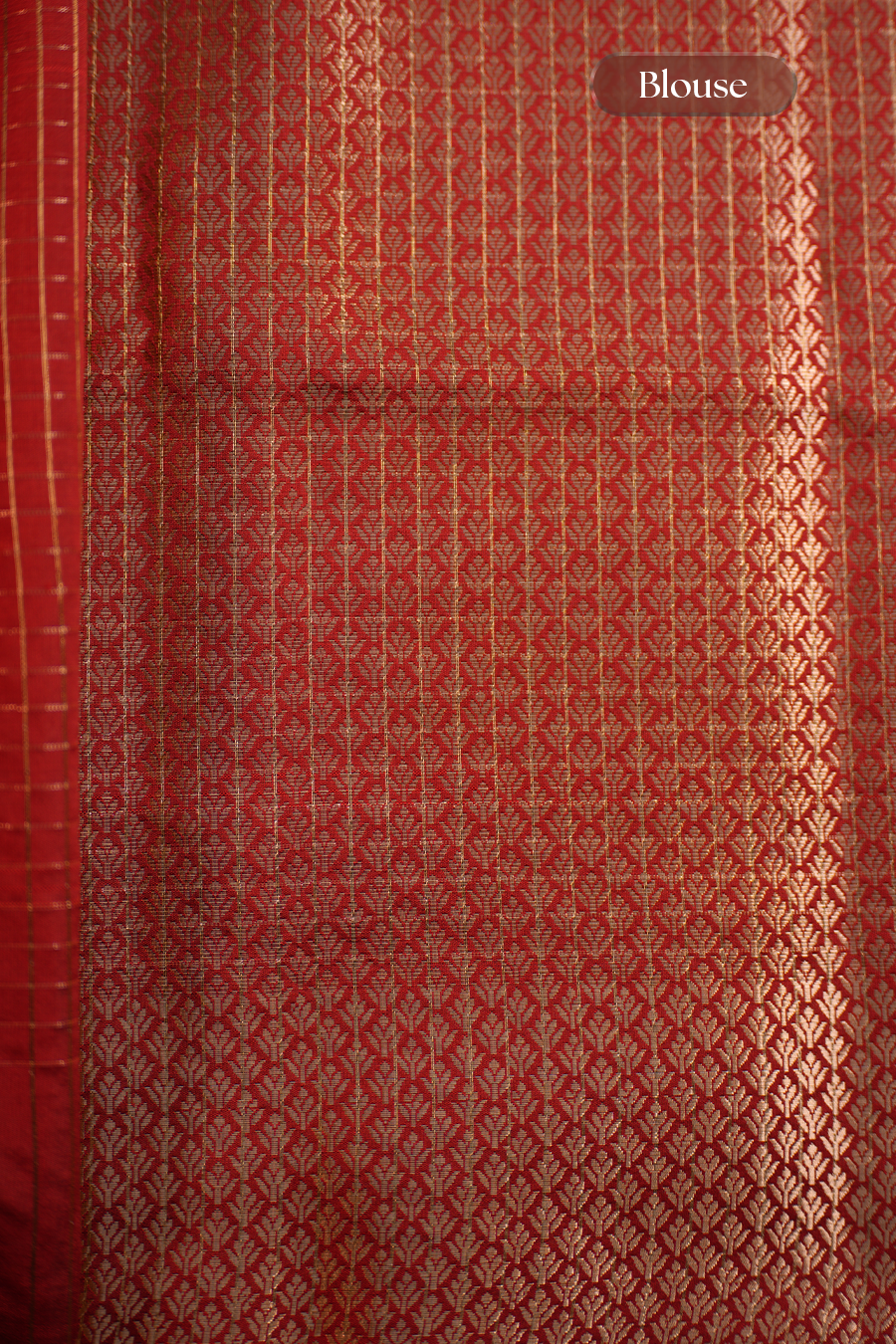 Red Checks Chiniya Silk Banarasi Saree — view 7