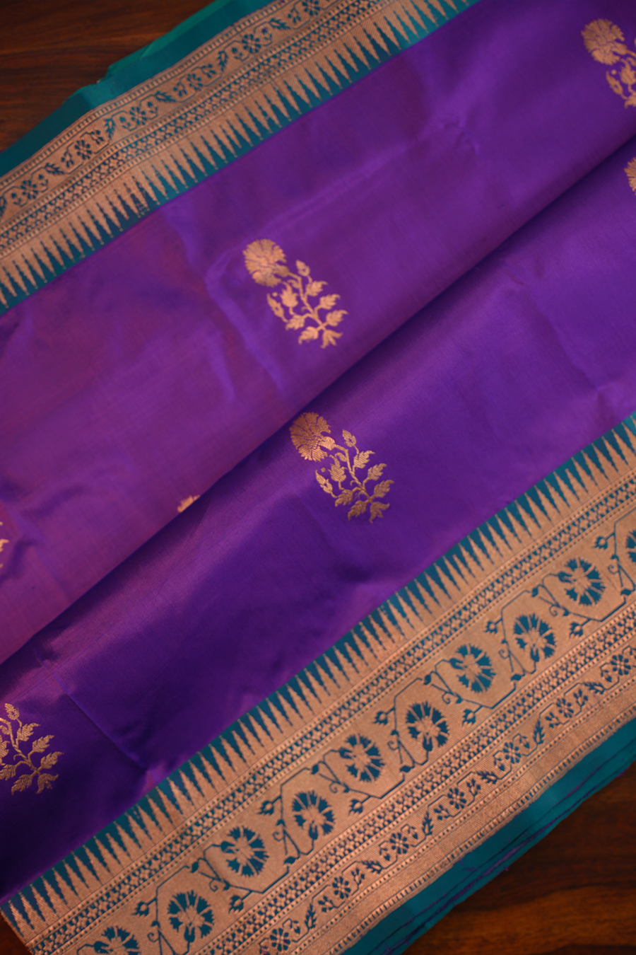 Royal Purple Pure Katan Silk Banarasi Saree — view 7