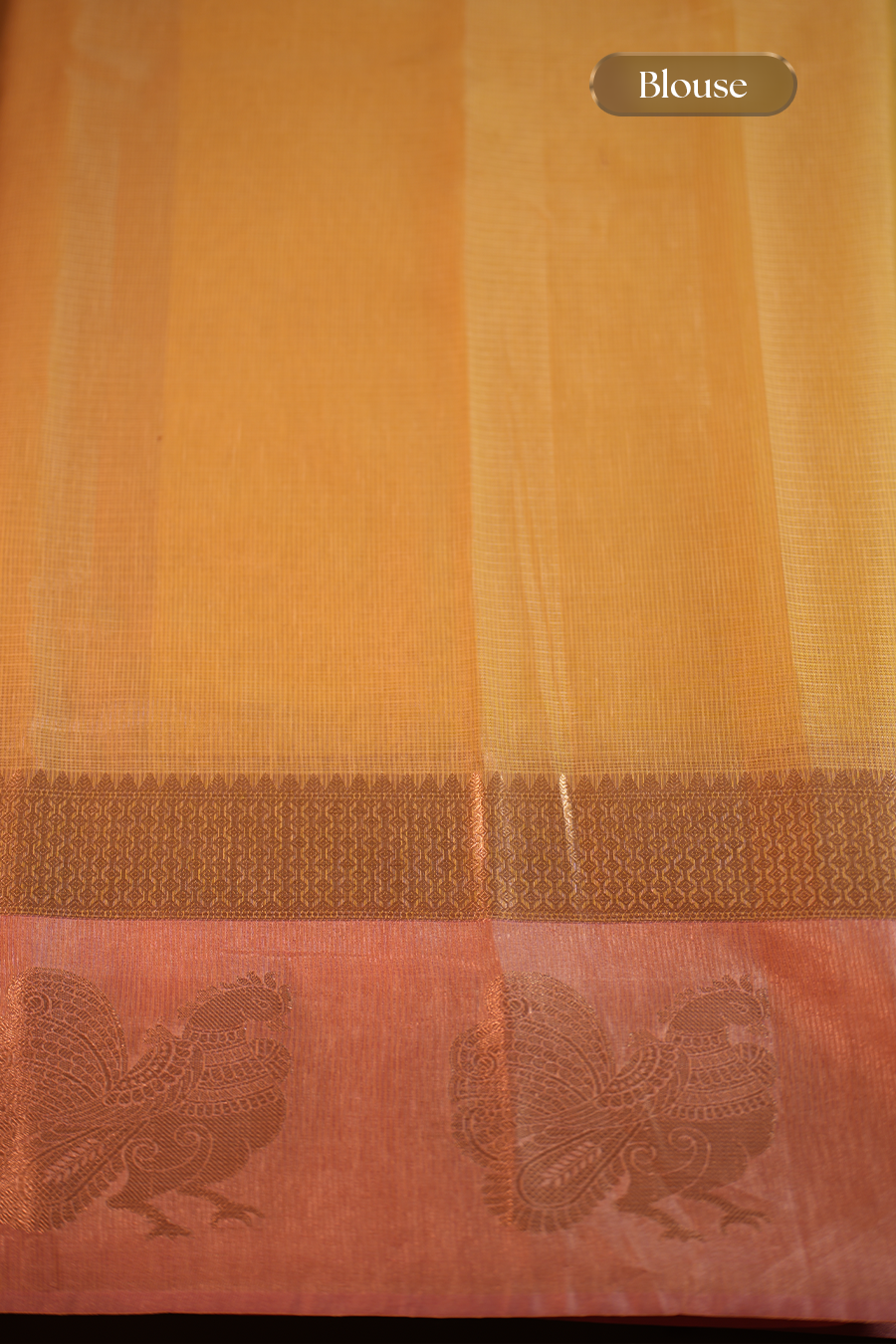 Yellow Manipuri Kota Saree – Peacock Motif — view 7
