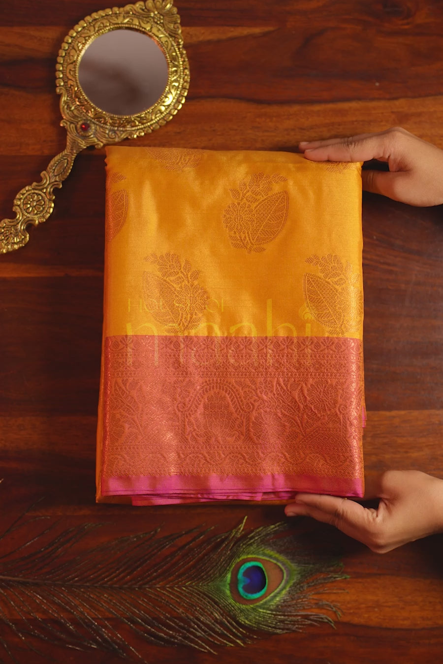 Mustard Yellow Katan Silk Banarasi Saree — video